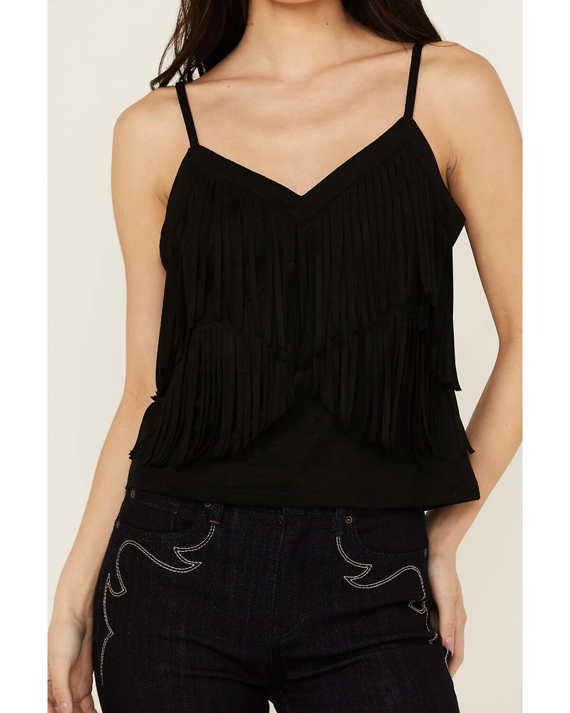 Idyllwind Women's Stafford Fringe Faux Suede Cropped Tank