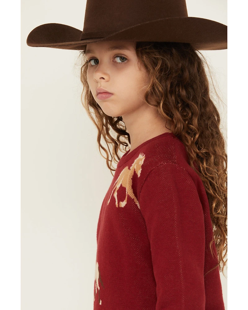 Cotton & Rye Girls' Horse Print Sweater