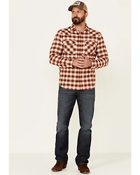 Pendleton Men's Red Wyatt Small Plaid Long Sleeve Snap Western Shirt