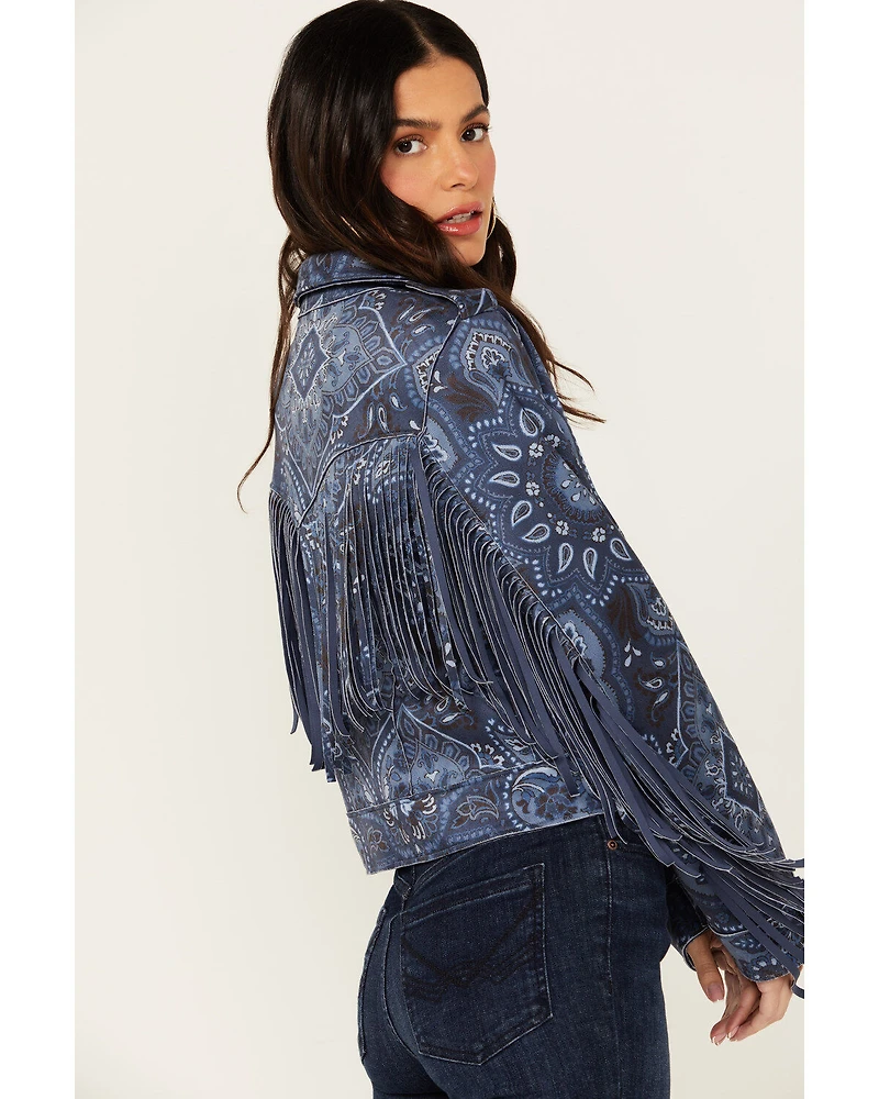 Idyllwind Women's Banbury Printed Faux Suede Moto Jacket