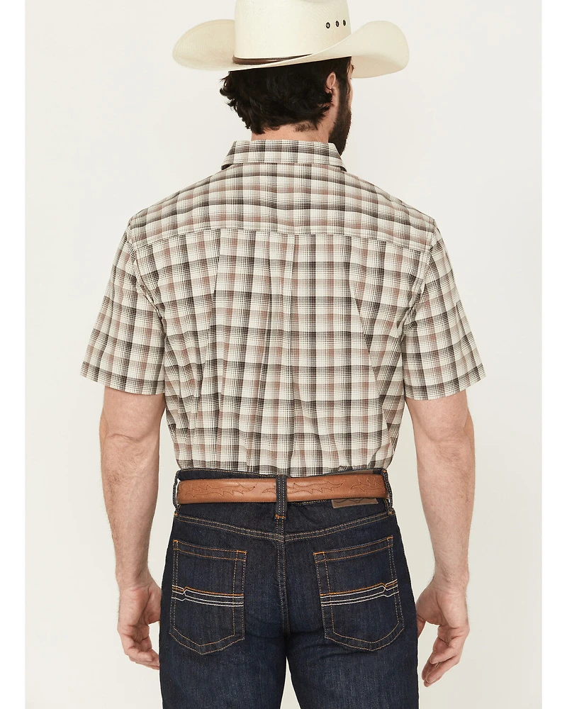 Cody James Men's Summit Plaid Print Short Sleeve Button-Down Stretch Western Shirt