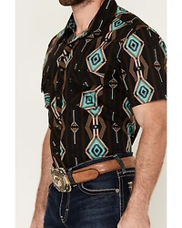 Rock & Roll Denim Men's Southwestern Print Short Sleeve Snap Stretch Western Shirt