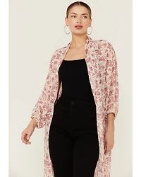 Beyond The Radar Women's Floral Chiffon Duster Maxi Kimono