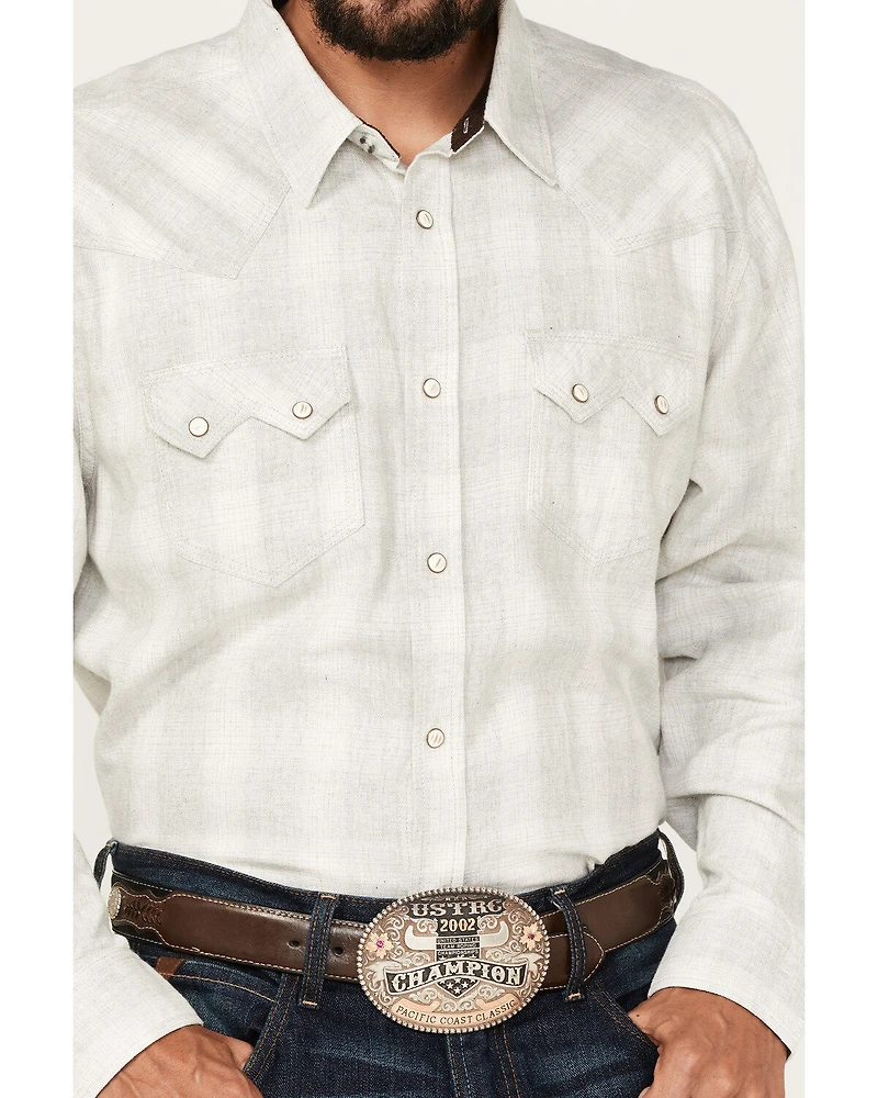 Moonshine Spirit Men's Ethonol Plaid Print Long Sleeve Snap Western Flannel Shirt