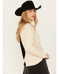 Revel Women's Cross Front Mock Neck Sweater
