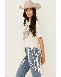 Rock & Roll Denim Women's Keep Her Wild Short Sleeve Fringe Graphic Tee
