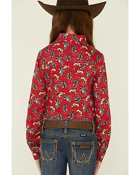 Roper Girls' Boot Scoot Print Long Sleeve Pearl Snap Western Shirt