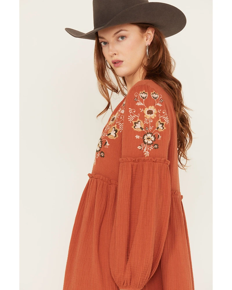 Jolt Women's Embroidered Gauze Mini Dress