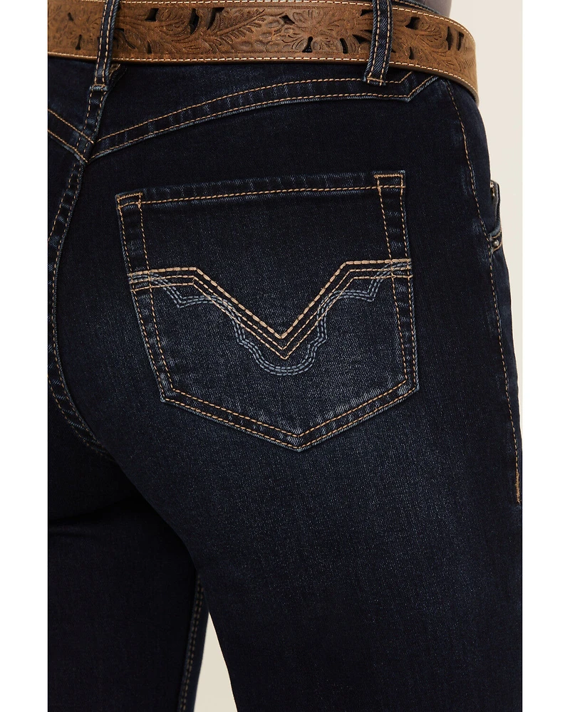 Rock & Roll Denim Women's Dark Wash High Rise Bootcut Stretch Jeans