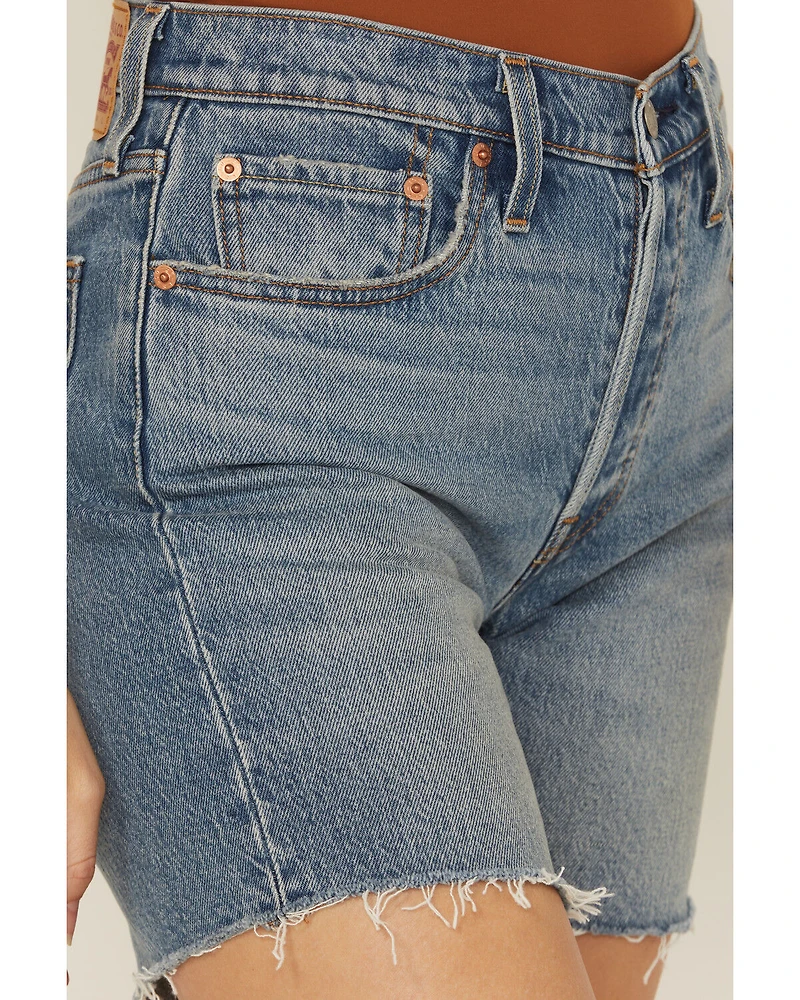 Levi's Women's 501® Dark Wash High Rise Mid Thigh Stretch Denim Shorts