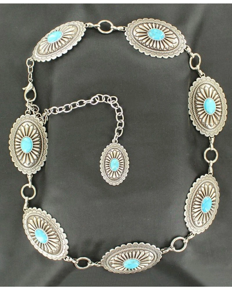 Ariat Women's Oval Turquoise Concho Chain Belt