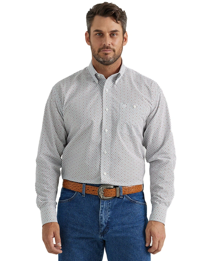 Wrangler Men's Geo Print Long Sleeve Button-Down Western Shirt - Tall