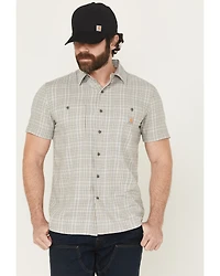 Carhartt Men's Rugged Flex® Relaxed Fit Lightweight Short Sleeve Plaid Print Button-Down Stretch Work Shirt
