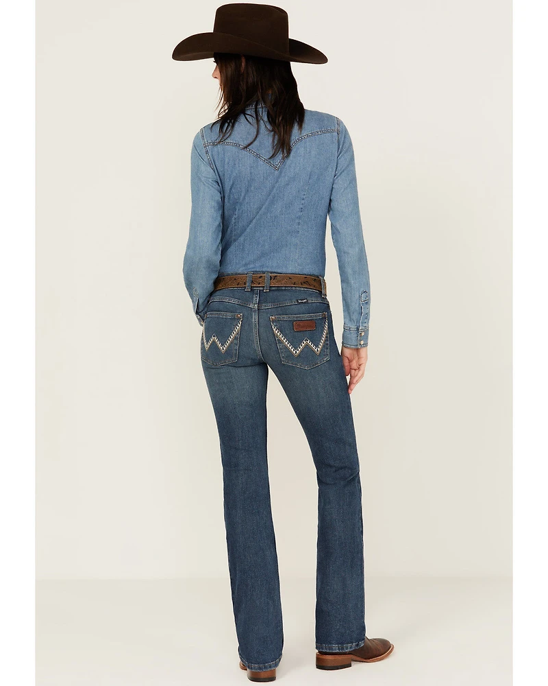 Wrangler Retro Women's Mae Medium Wash Mid Rise Stretch Bootcut Jeans