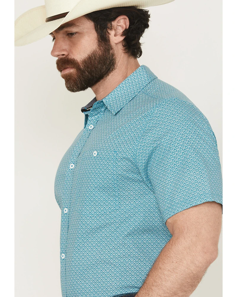 RANK 45® Men's Wild West Geo Print Short Sleeve Button-Down Stretch Western Shirt