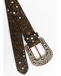 Shyanne Women's Brown Floral Embossed Western Belt