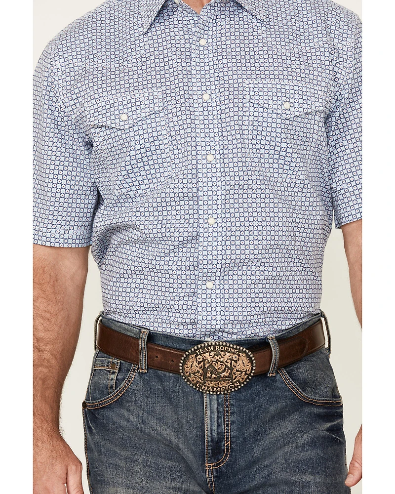 Wrangler 20X Men's Geo Print Short Sleeve Snap Stretch Western Shirt