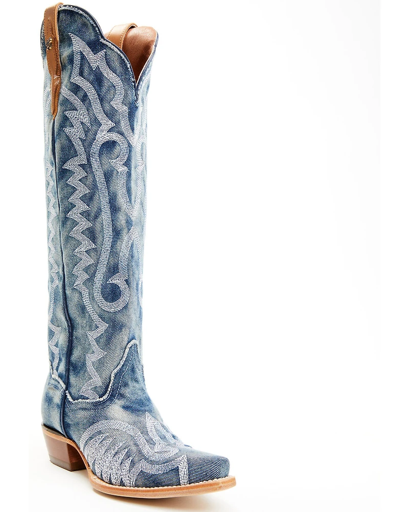 Dan Post Women's Denim Darlin' Tall Western Boots - Snip Toe