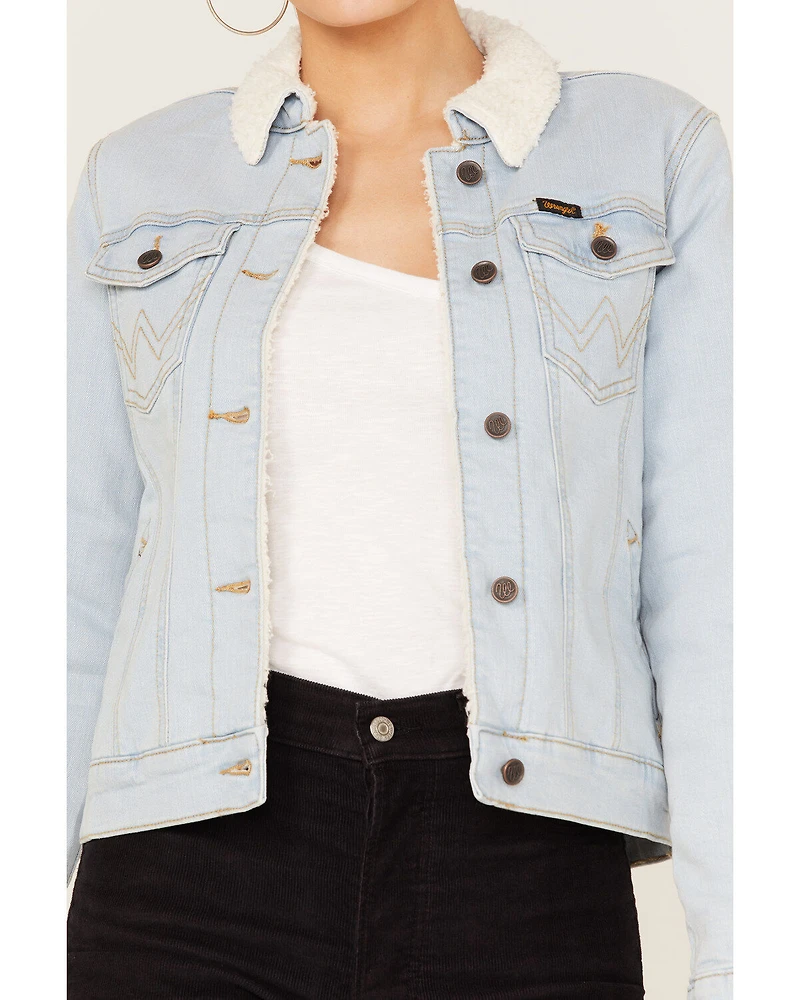 Wrangler Retro Women's Sherpa Lined Light Wash Denim Jacket