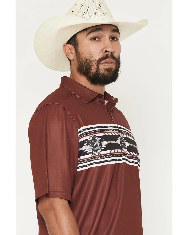 Cinch Men's Southwestern Print Short Sleeve Button-Down Stretch Polo Shirt