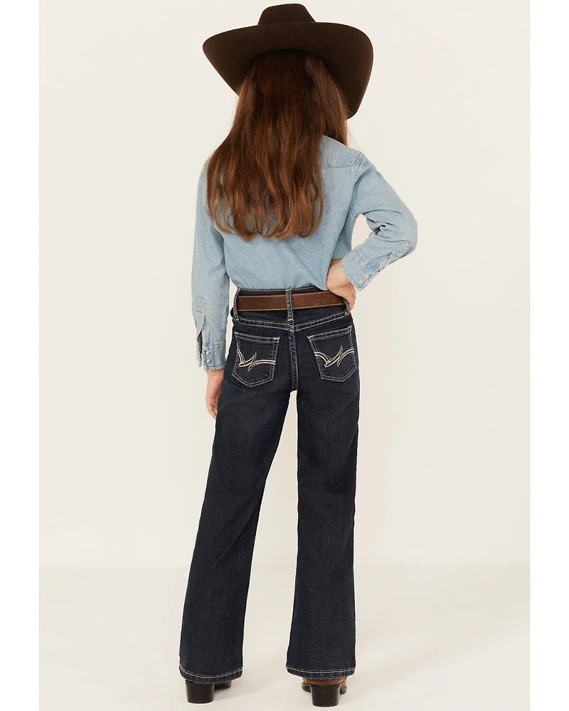Wrangler Girls' "W" Swish Embroidery Bootcut Jeans