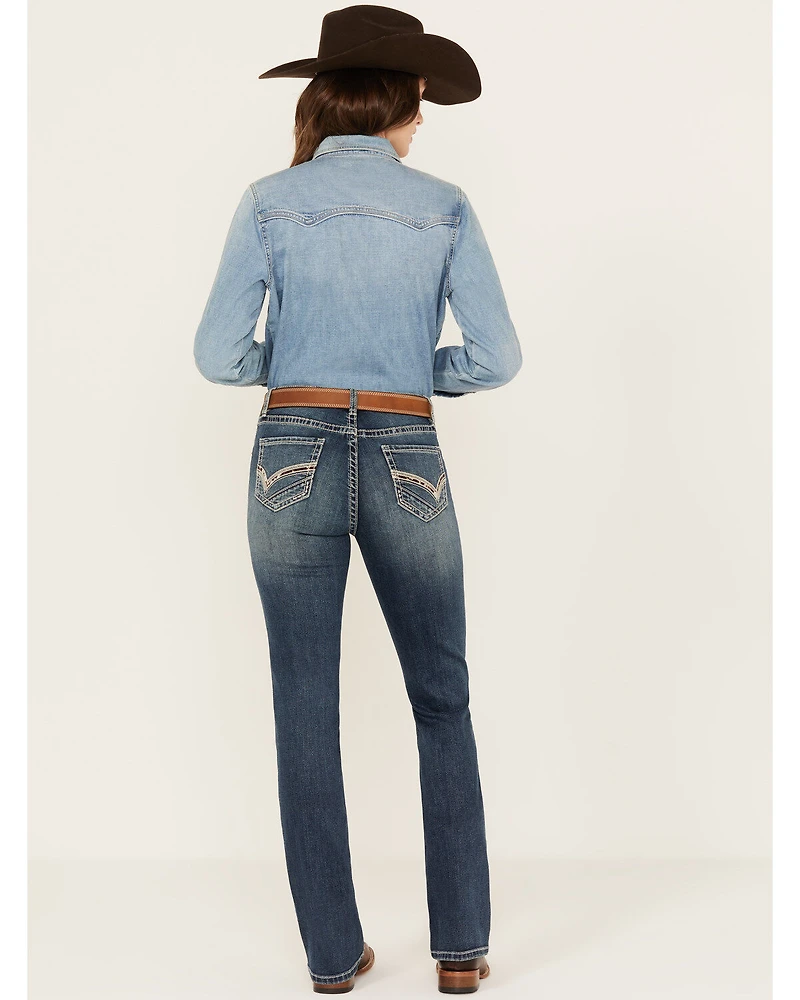Panhandle Women's Medium Wash Mid Rise Stretch Riding Jeans