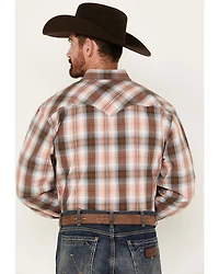 Resistol Men's Frank Ombre Plaid Print Long Sleeve Button-Down Western Shirt