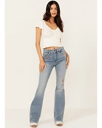 Idyllwind Women's Foster Embroidered Medium Wash High Rise Bootcut Denim Jeans