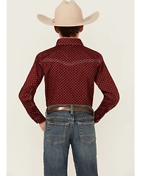 Cowboy Hardware Boys' Geo Print Long Sleeve Snap Stretch Western Shirt