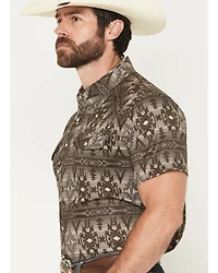 Rock & Roll Denim Men's Tek Southwestern Print Short Sleeve Snap Stretch Western Shirt