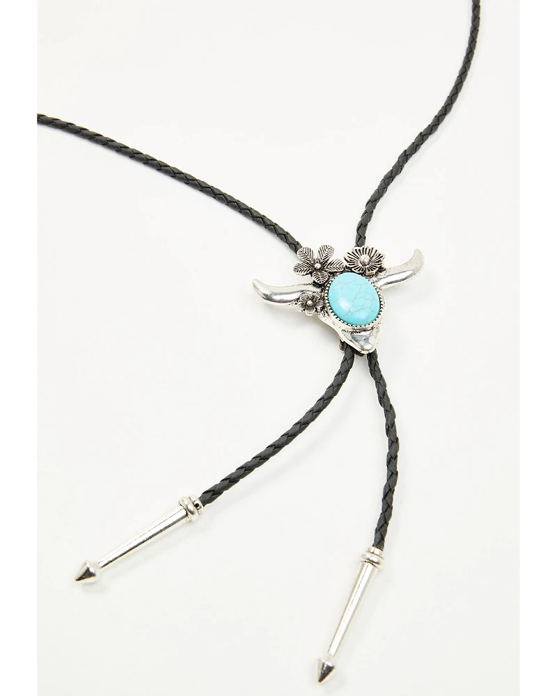 Shyanne Women's Steer Horn Flower Bolo Tie
