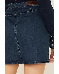 Rock & Roll Denim Women's Dark Wash Studded Belted Western Mini Skirt
