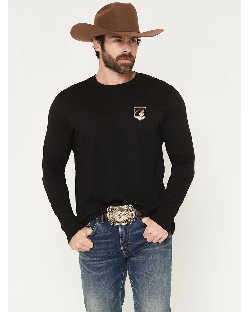 RANK 45® Men's Serape Logo Bull Pixel Long Sleeve Graphic T-Shirt