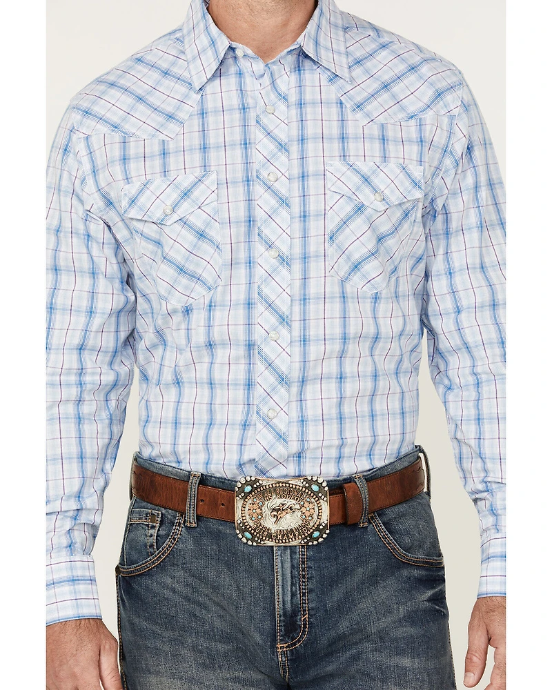 Wrangler 20X Men's Plaid Print Long Sleeve Snap Stretch Western Shirt