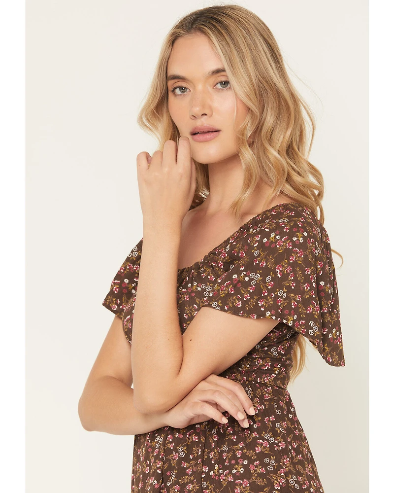 Angie Women's Floral Print Short Sleeve Mini Dress
