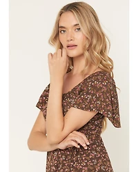 Angie Women's Floral Print Short Sleeve Mini Dress