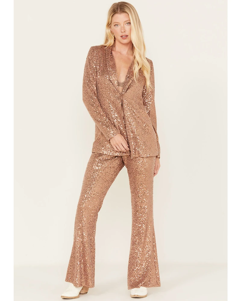 Sadie & Sage Women's Inferno Sequin Flare Pants