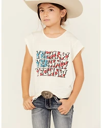 Panhandle Girls' Yeehaw Americana Short Sleeve Graphic Tee
