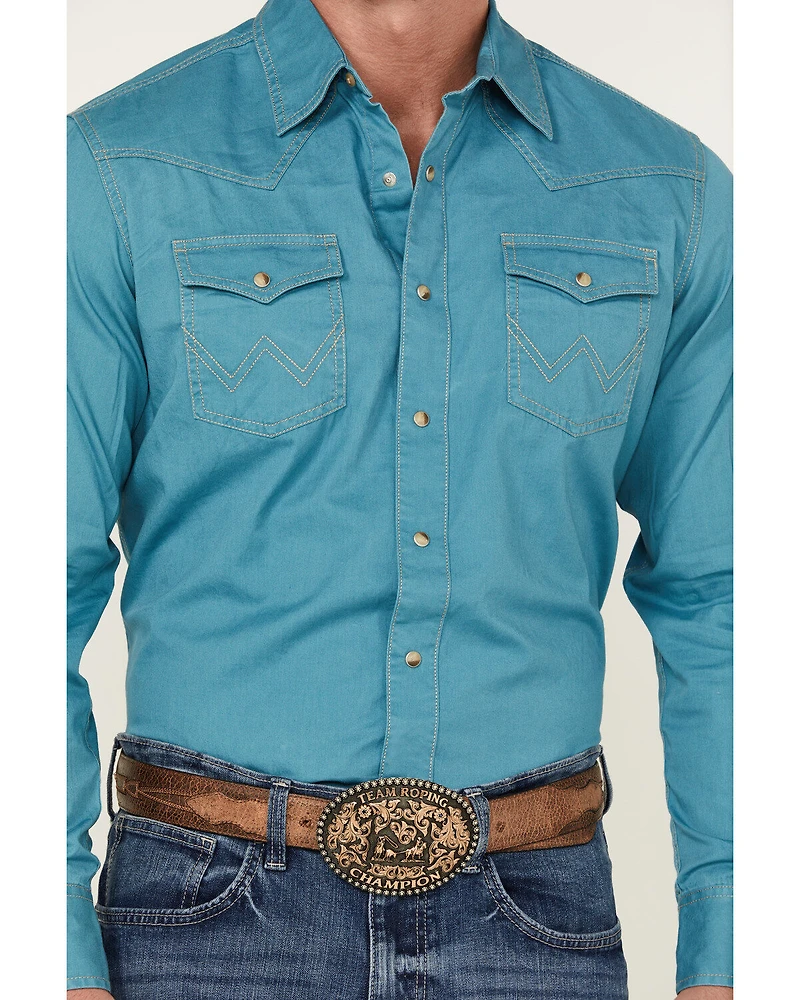 Wrangler Retro Men's Premium Solid Long Sleeve Snap Western Shirt