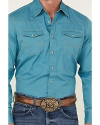 Wrangler Retro Men's Premium Solid Long Sleeve Snap Western Shirt