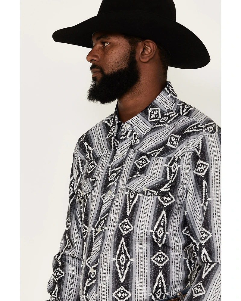 Rock & Roll Denim Men's Tek Southwestern Print Long Sleeve Pearl Snap Western Shirt
