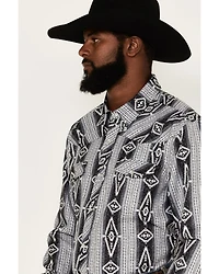 Rock & Roll Denim Men's Tek Southwestern Print Long Sleeve Pearl Snap Western Shirt