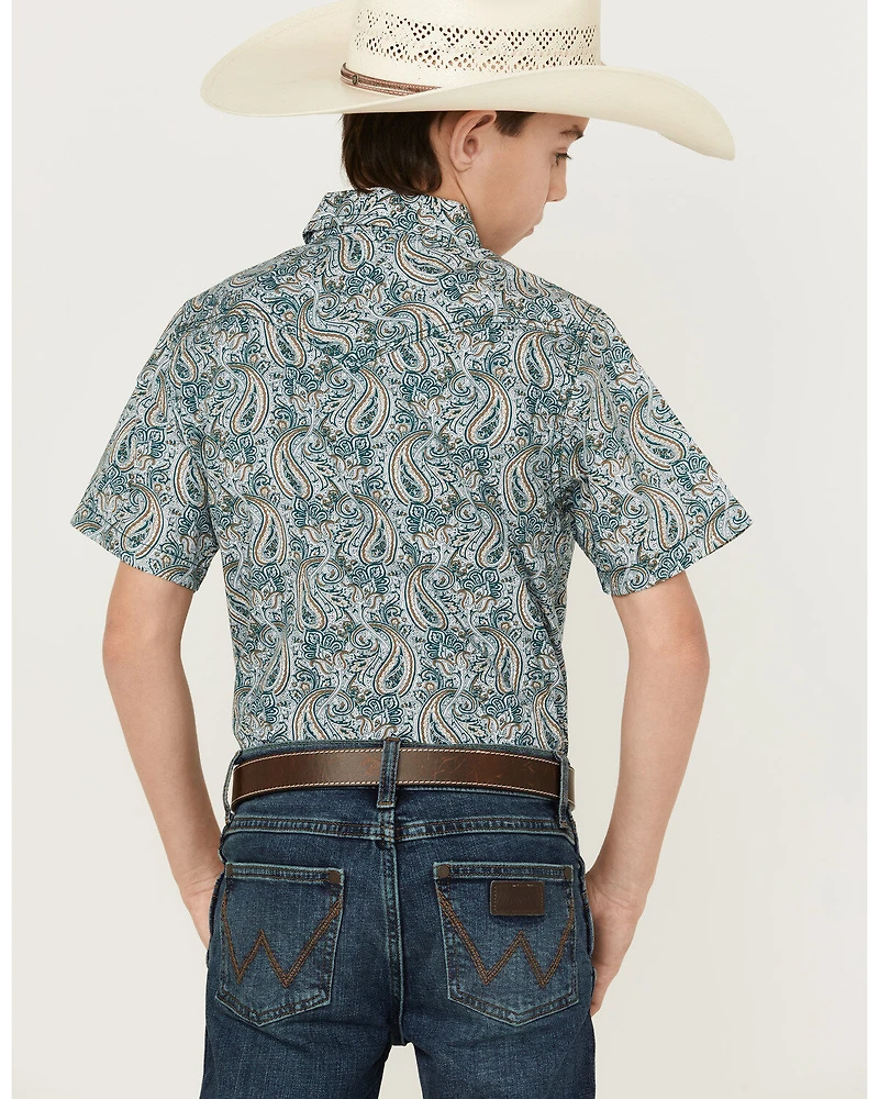 Cody James Boys' Paisley Print Short Sleeve Western Shirt