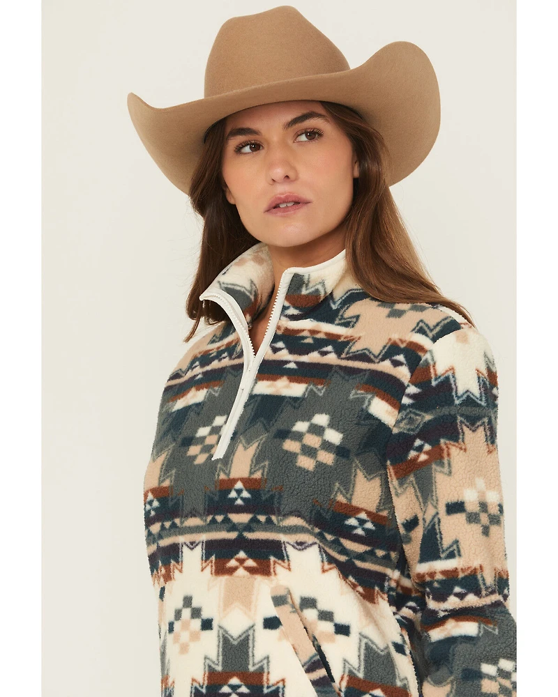 Wrangler Retro Women's Southwestern Print Sherpa Zip Pullover