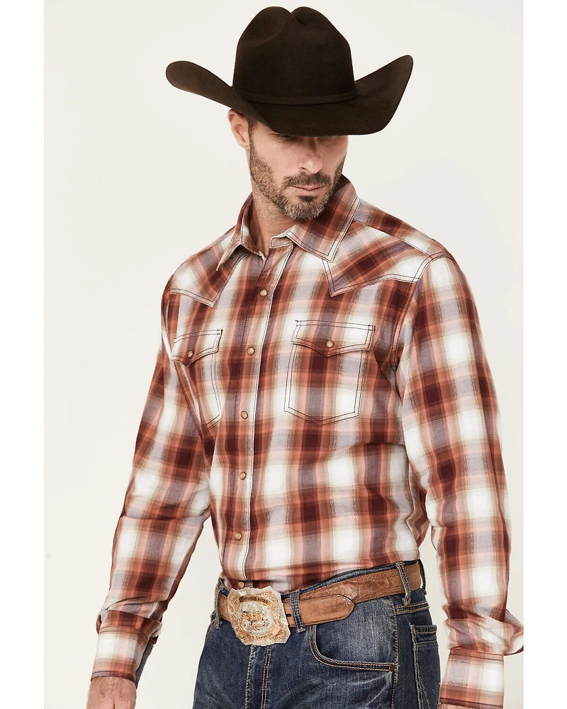 Wrangler Retro Men's Plaid Print Long Sleeve Snap Western Shirt