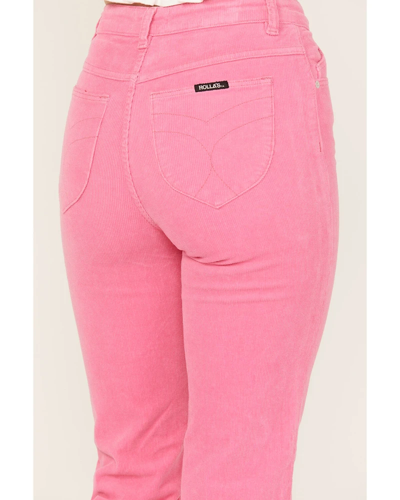 Rolla's Women's Mid Rise Thin Wale Corduroy Stretch Straight Jeans