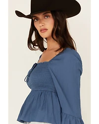 Ash & Violet Women's Smocked Front Bell Sleeve Top