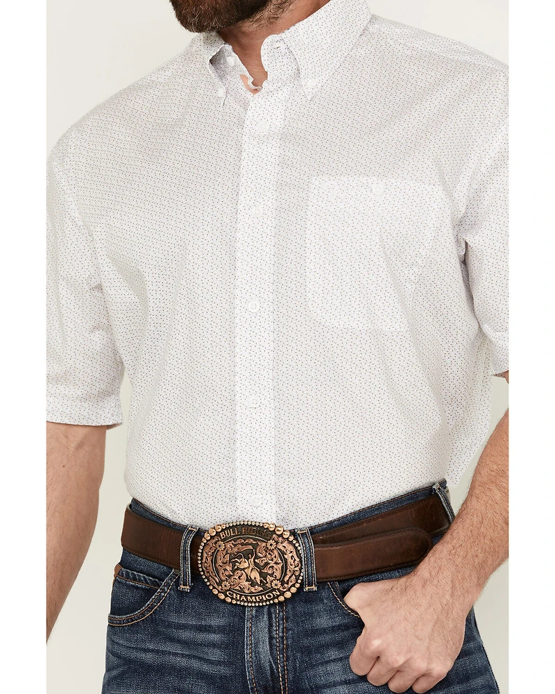 George Strait by Wrangler Men's Geo Print Short Sleeve Button-Down Western Shirt