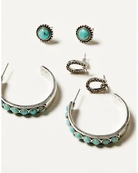 Shyanne Women's Ridge Canyon Turquoise Hoop Set - 6 Piece