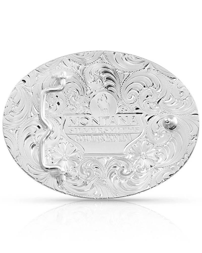 Montana Silversmiths Men's Tri-Color Pinched Buckle With Christian Cowboy Figure